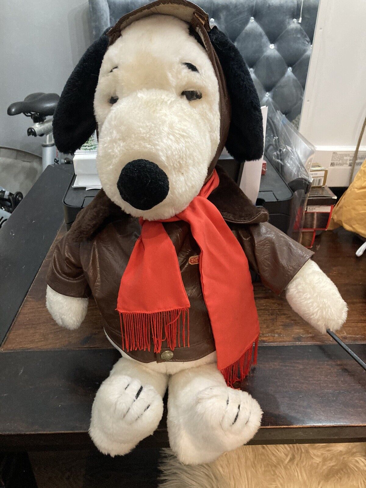 The World of Wonders Snoopy 1986 Talking Plush Snoopy w/Bomber Jacket and Scarf