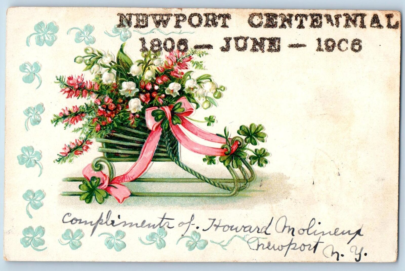 Newport New York NY Postcard Newport Centennial 1806 - June 1906 Embossed 1906