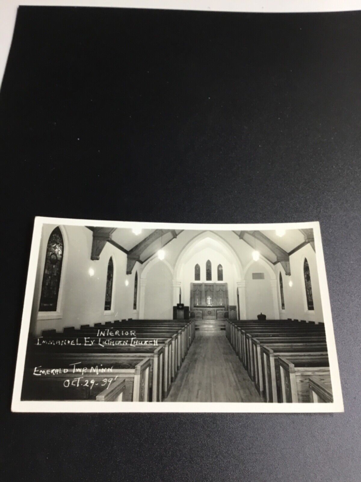 Emerald Township, MN RPPC - Lutheran Church Interior 205