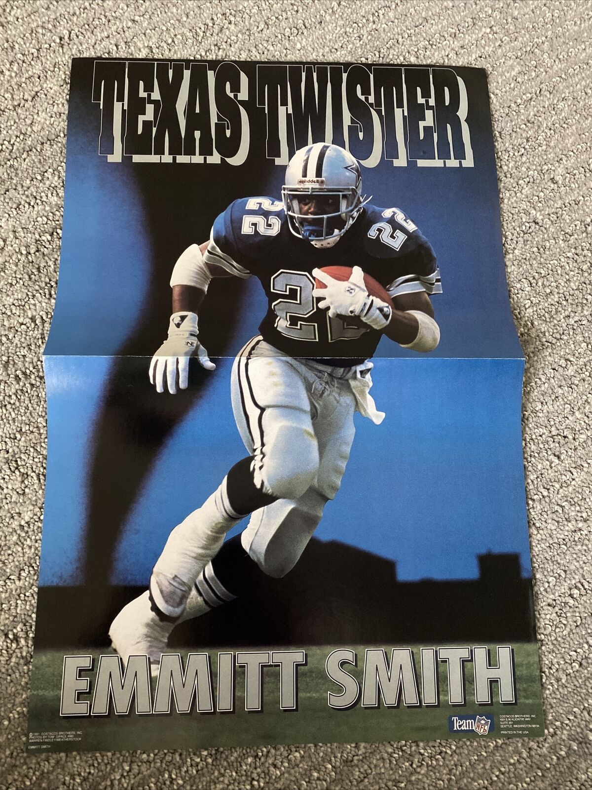 VINTAGE Dallas Cowboys TEXAS TWISTER POSTER EMMITT SMITH TROY AIKMAN 11x17