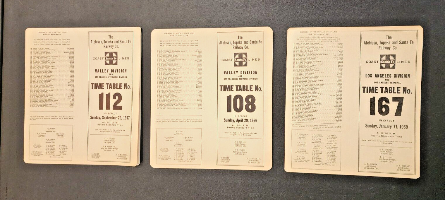 Lot 3  1956-59 The Atchison Topeka and Santa Fe Railway Railroad Timetable T91