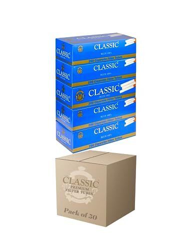 Global Classic Light Blue 100mm Cigarette Tubes 200 Count Per Box (Full Case 50)