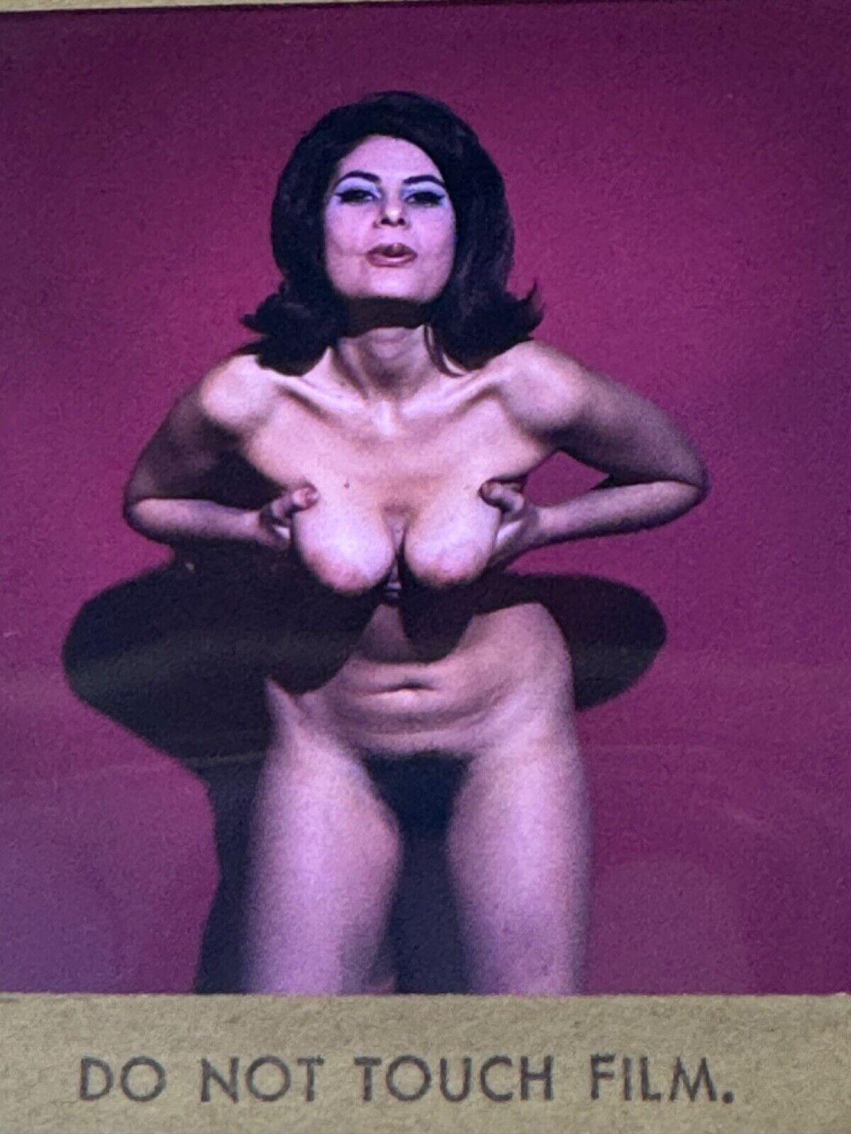 Vintage 1960s  Amateur Busty Nude Girl Large Format Color Transparency