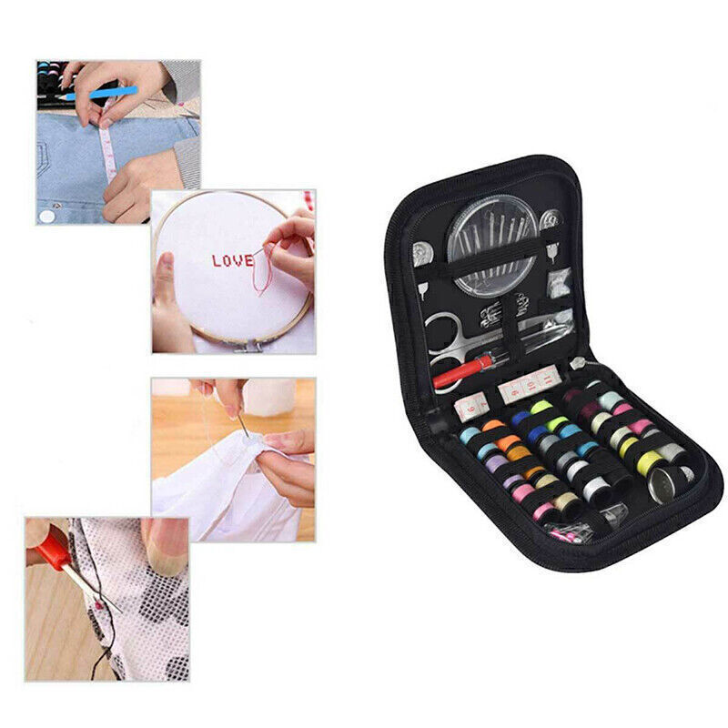 70pcs Travel Mini Sewing Kit Thread Scissor Tape Pin Thimble Needle Home Sew Set