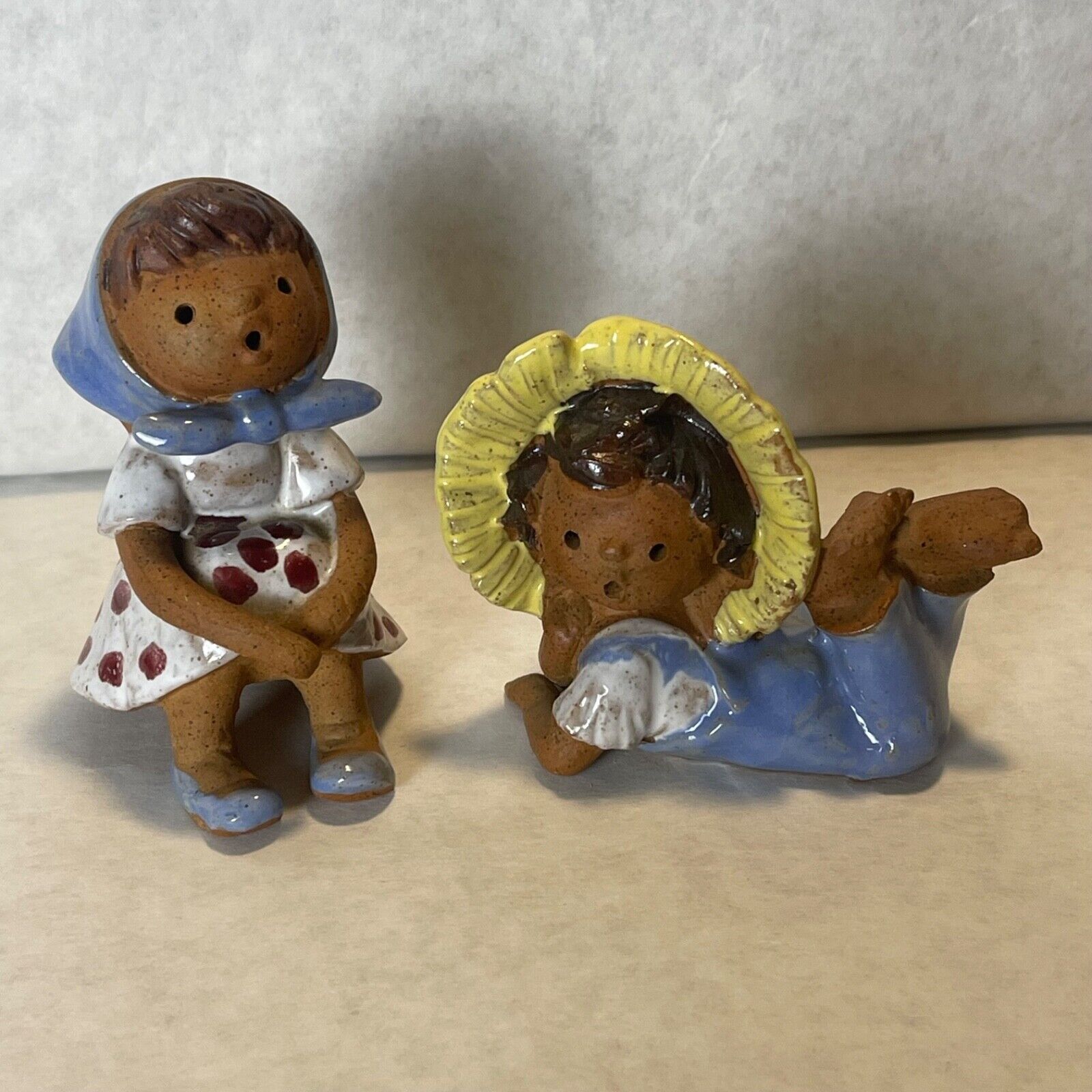 Vintage Seymour Mann Glazed Earthenware Country Boy and Girl Figures Japan