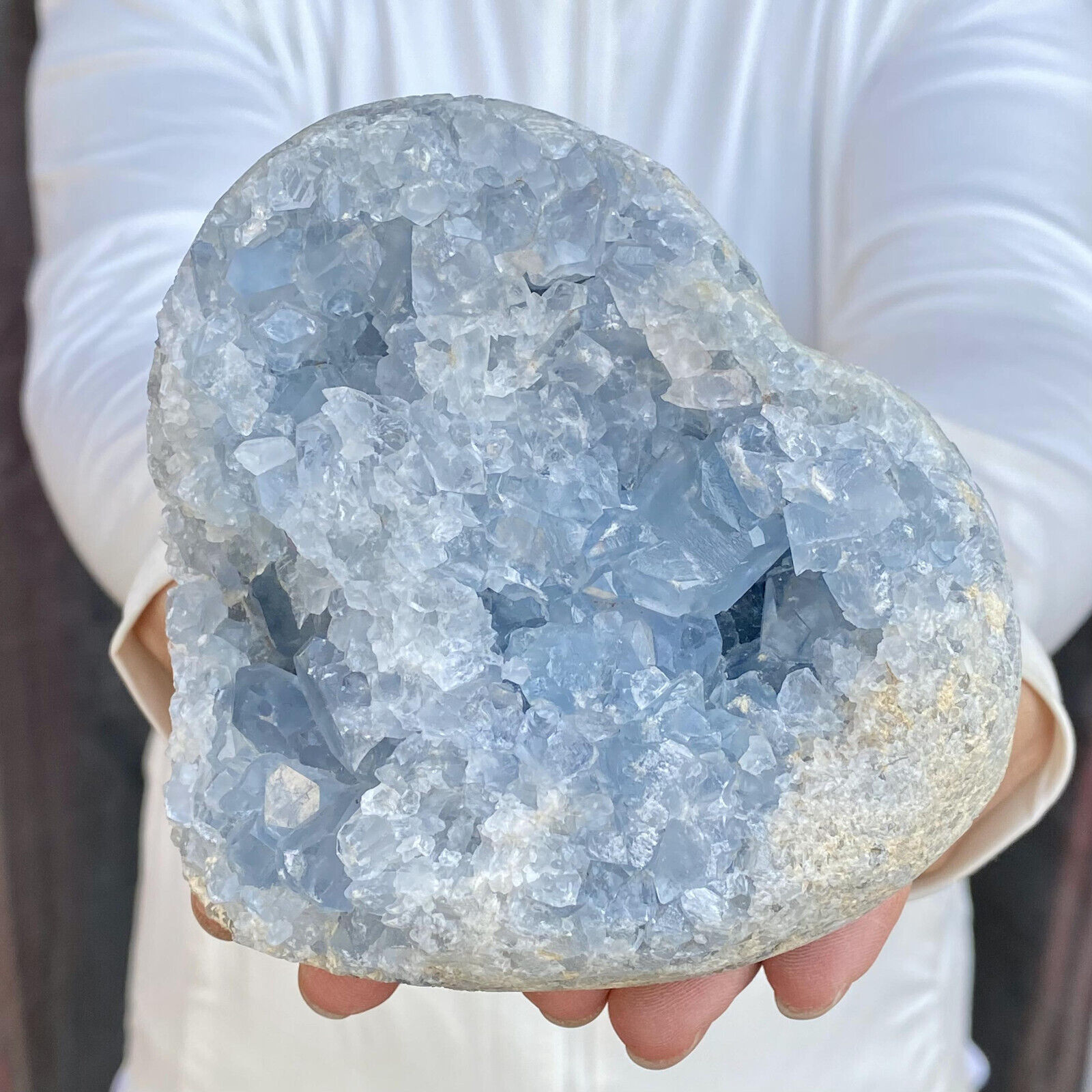 2.98LB Natural Beautiful Blue Celestite Crystal Geode Cave Mineral Specimen
