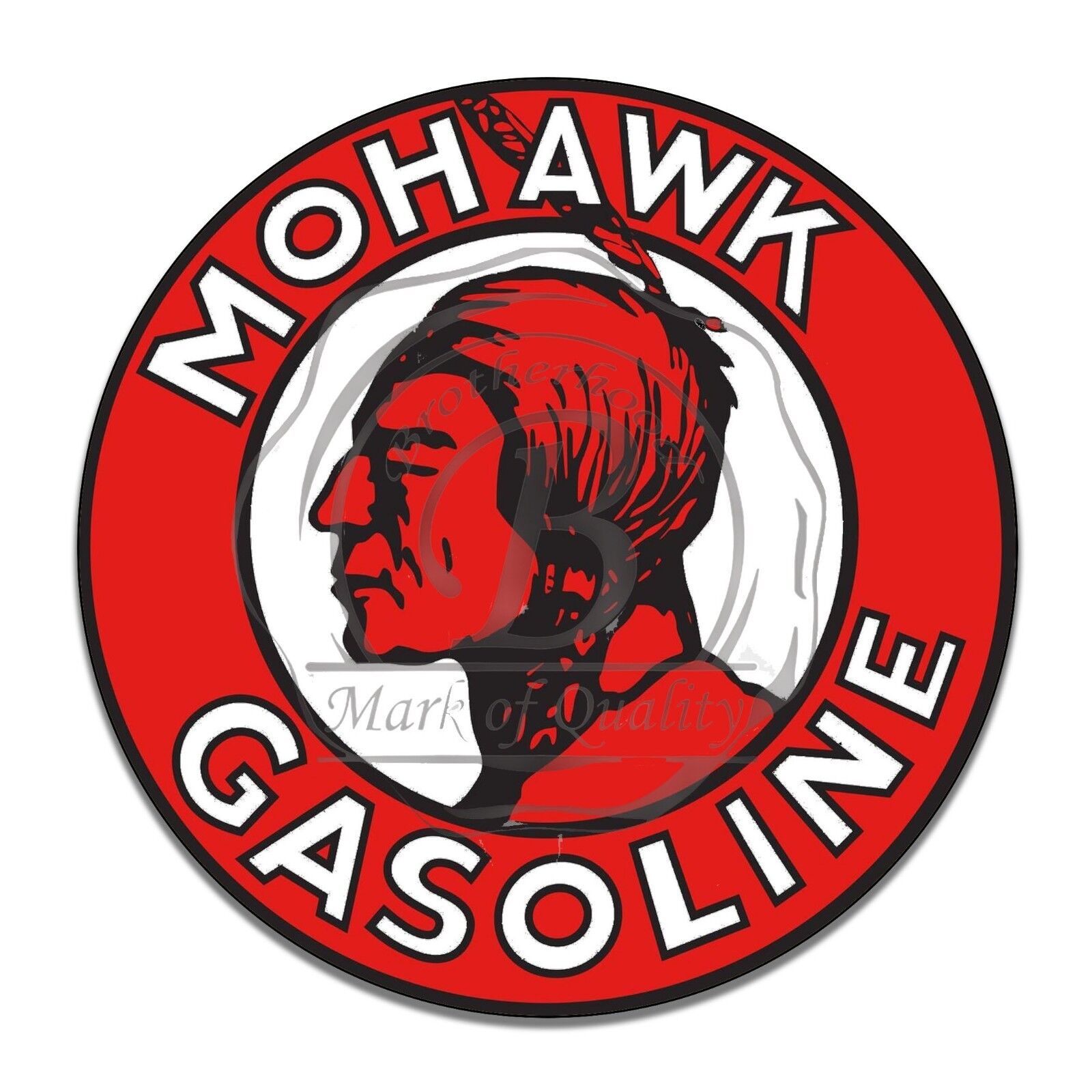 Mohawk Gasoline Indian Head Design Reproduction Circle Aluminum Sign