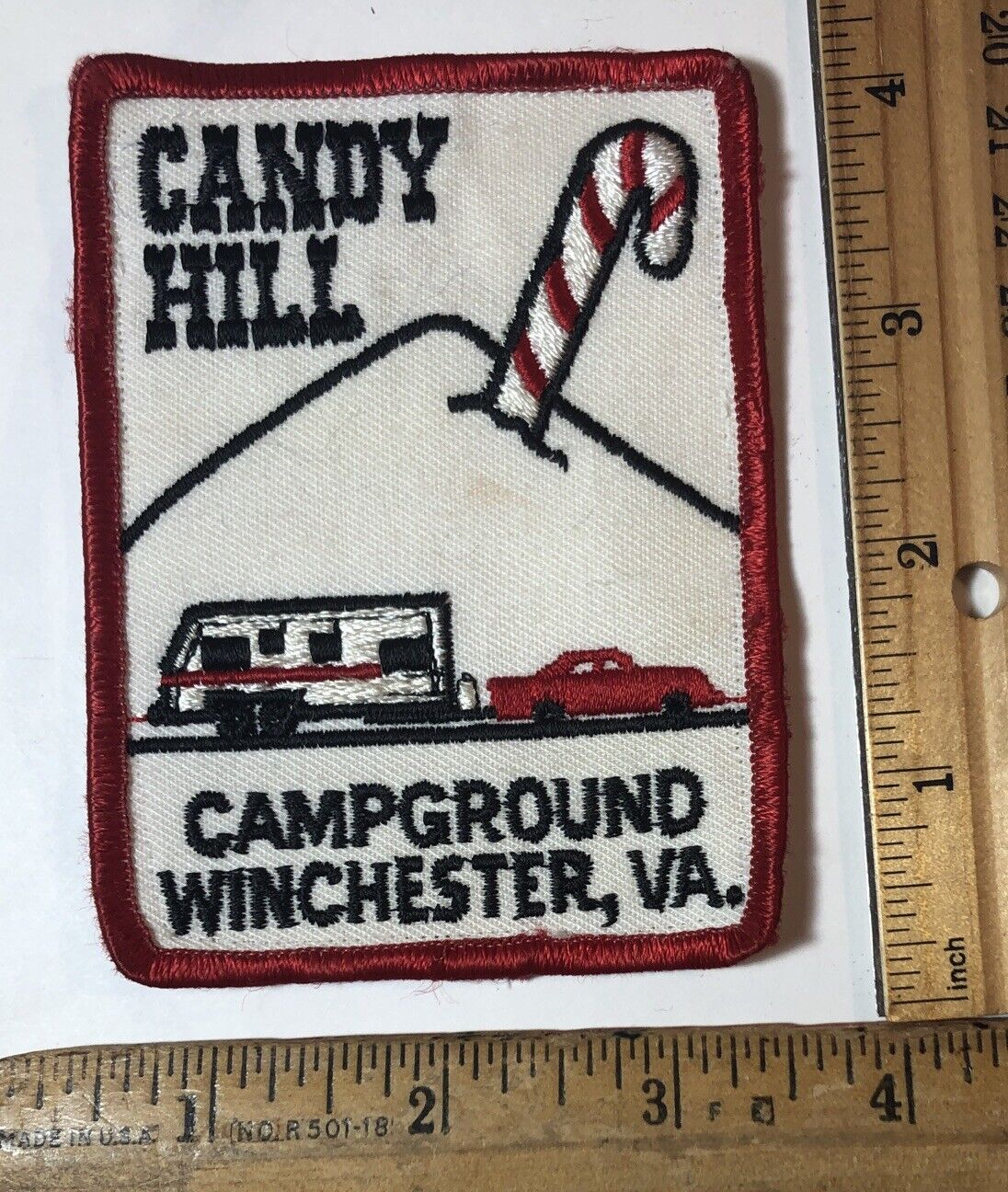 Vintage Candy Cane Hill Campground Patch Winchester Virginia Travel Used