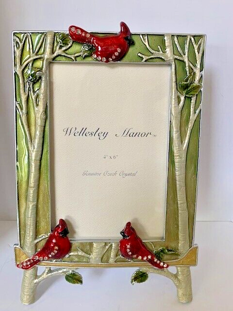 Wellesley Manor Frame Cardinals Enamel with Czech Crystals, New