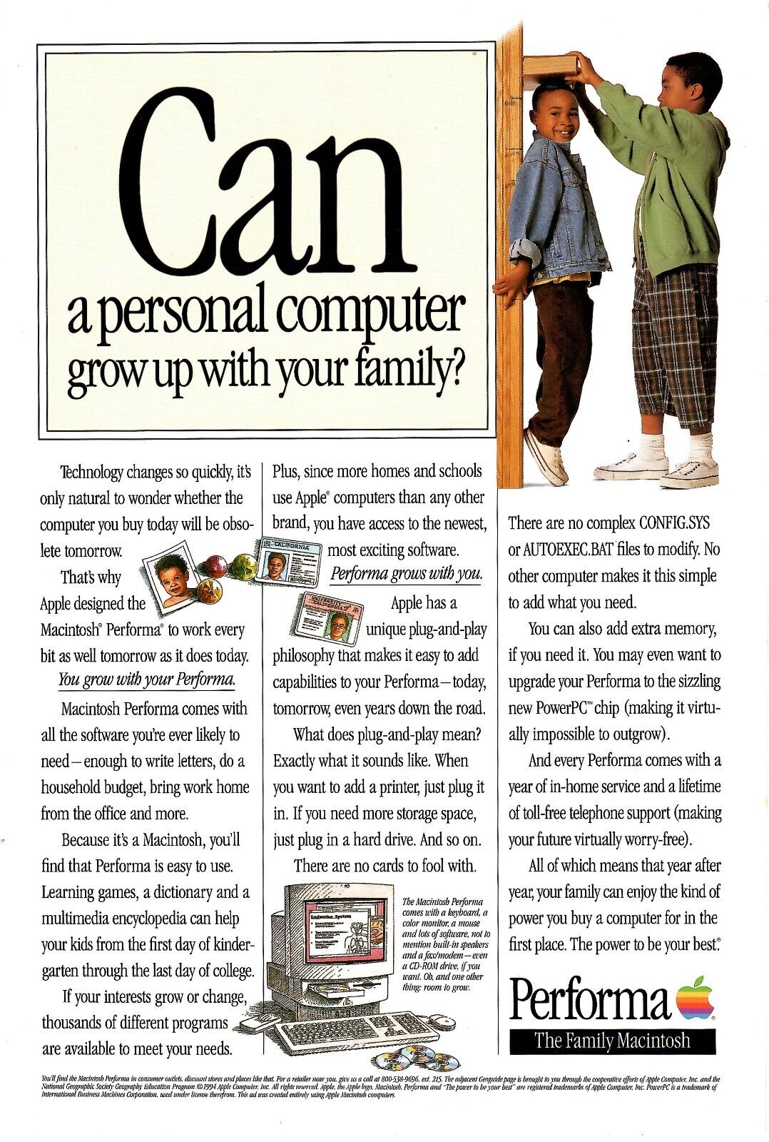 VINTAGE 1994 APPLE MACINTOSH COMPUTER TEACHER SCHOOL STUDENTS PRINT AD