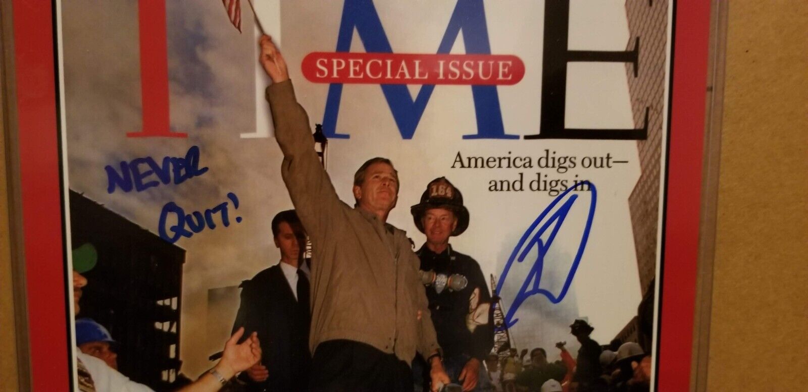 Rob O\'Neill signed photo of Time magazine and 911 Prez Bush on cover PSA coa