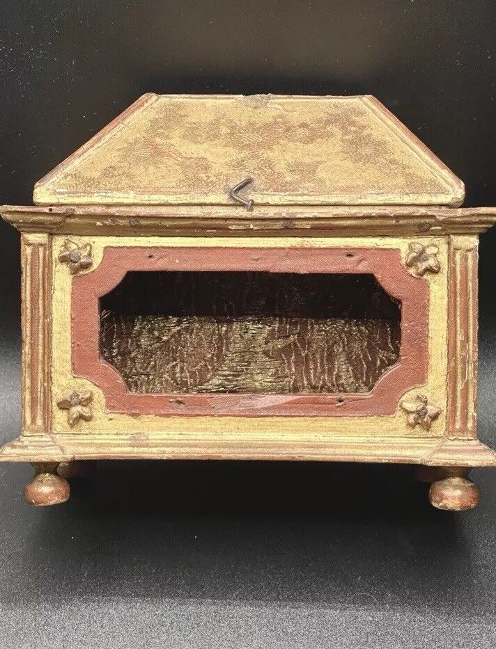 Carved Giltwood Reliquary Casket Box 18th Or 19th century French Or Italian RARE