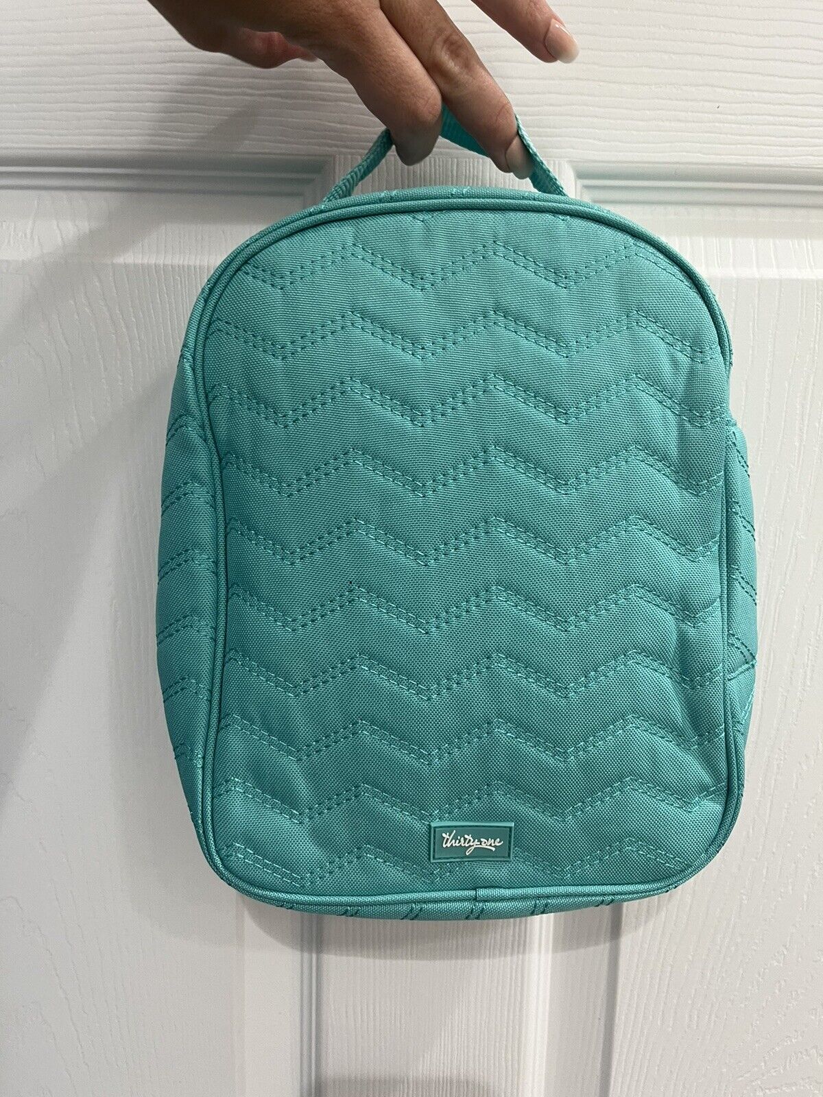 Thirty One 31 Chill-icious Thermal Insulated Lunch Bag Turquoise Quilted Chevron