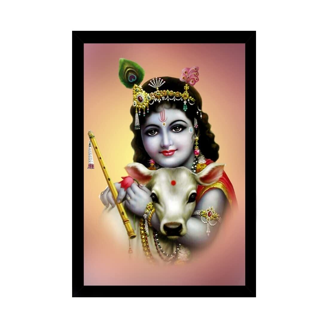 Lord  Krishna Photo Painting Home Decorative  with Synthetic Frame