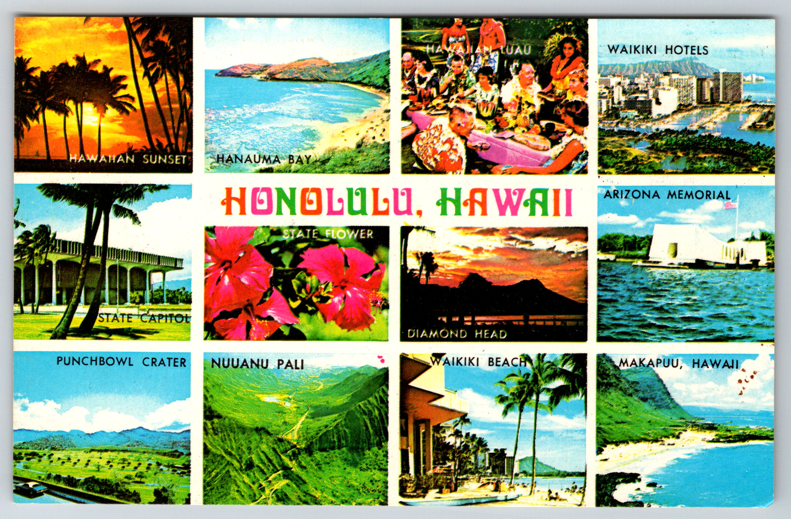 c1960s Honolulu Hawaii Multi-View Islands Vintage Postcard