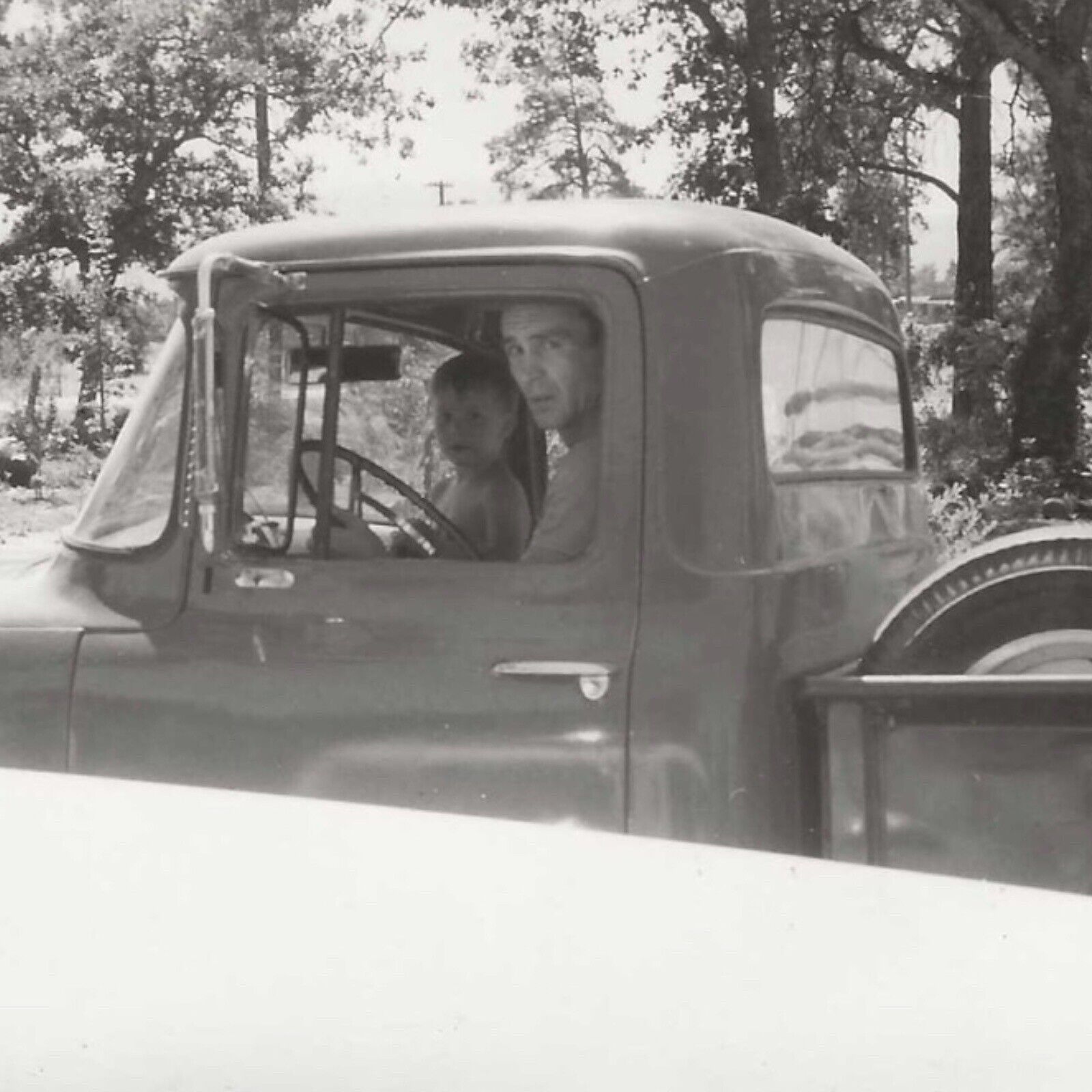 Vintage Snapshot Photo 1960s Man Driving Truck 1965 Classic Car