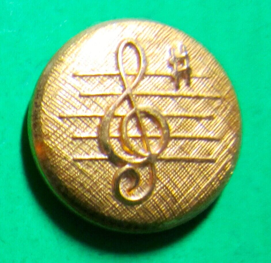 WATERBURY CONN MUSIC STAFF TREBLE CLEF SHARP SIGN 24-kt GOLD-PLATED BUTTON (B1)