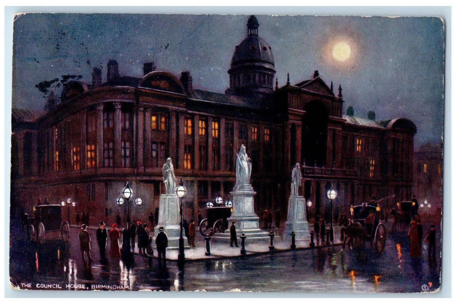 1905 The Council House Birmingham By Night England Oilette Tuck Art Postcard