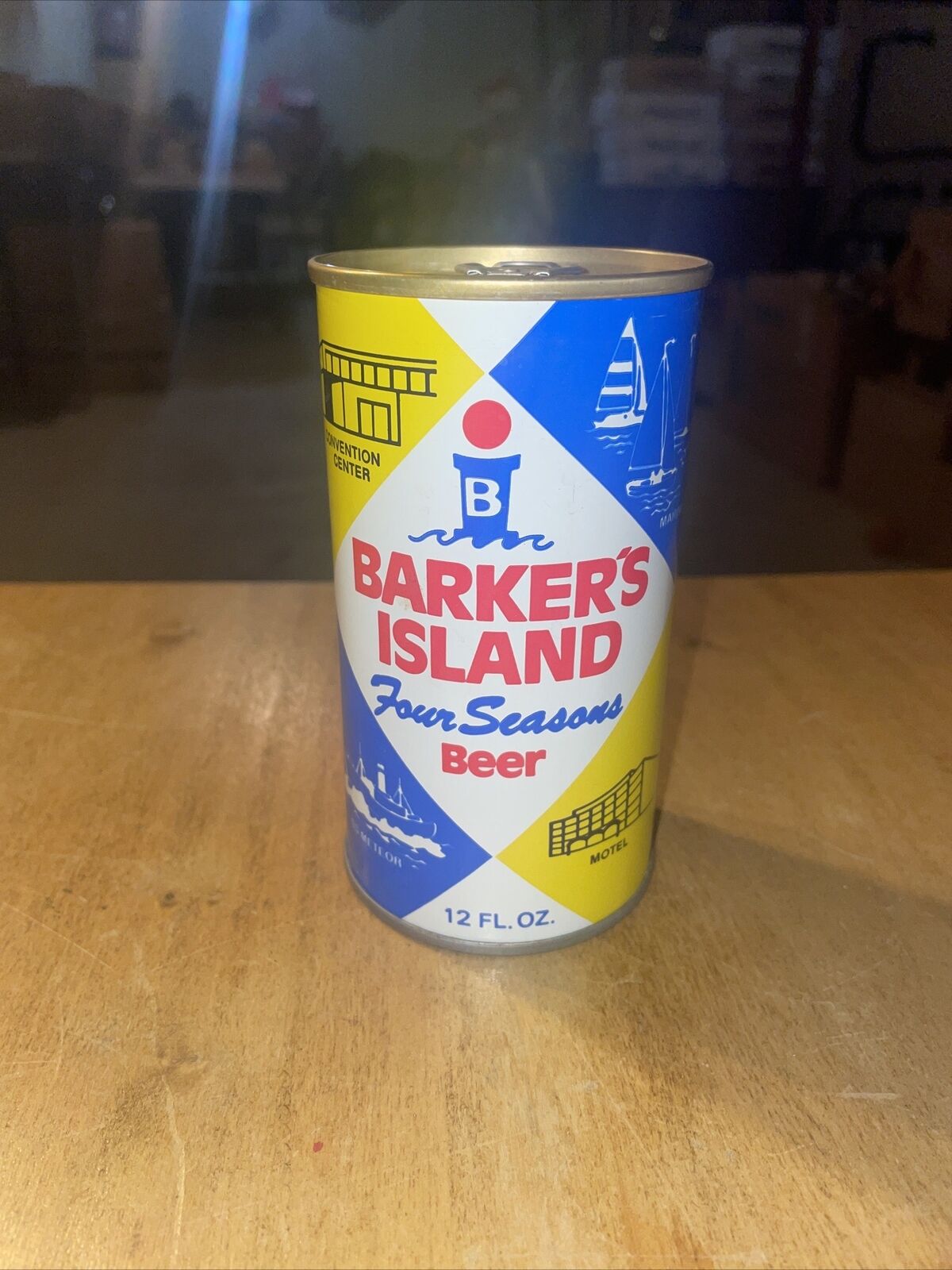 Barker’s Island Four Seasons   straight steel beer can