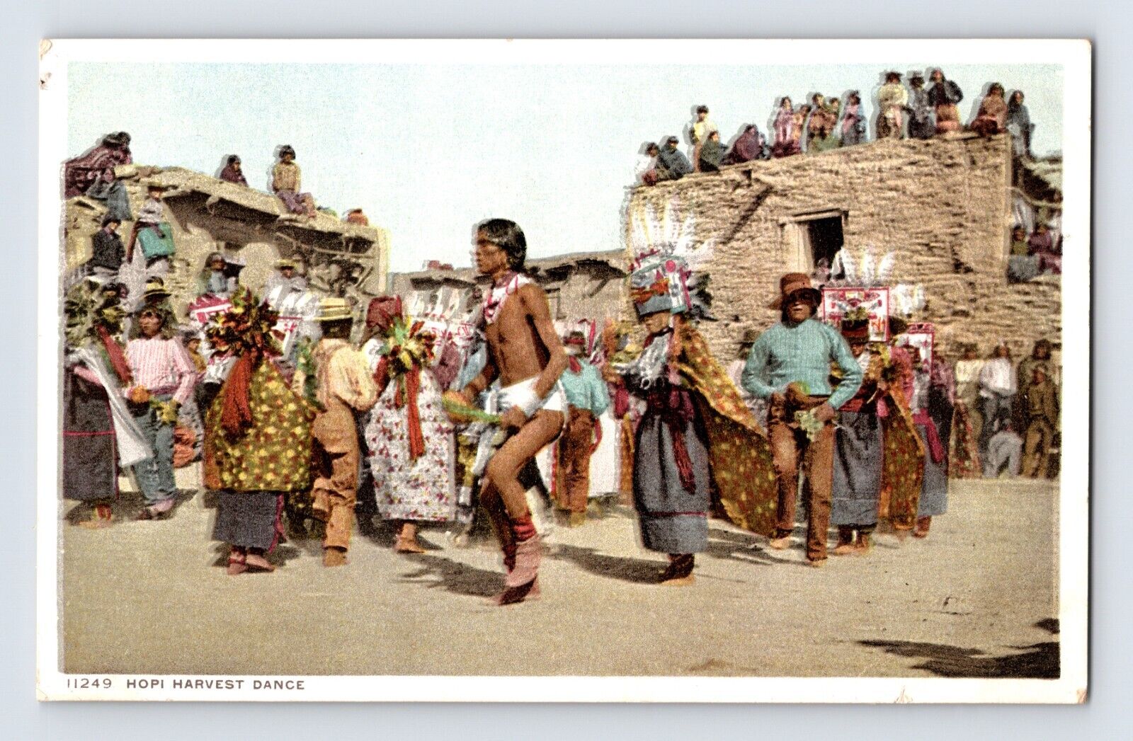 Postcard Native American Hopi Harvest Dance Pueblo 1930s Unposted White Border