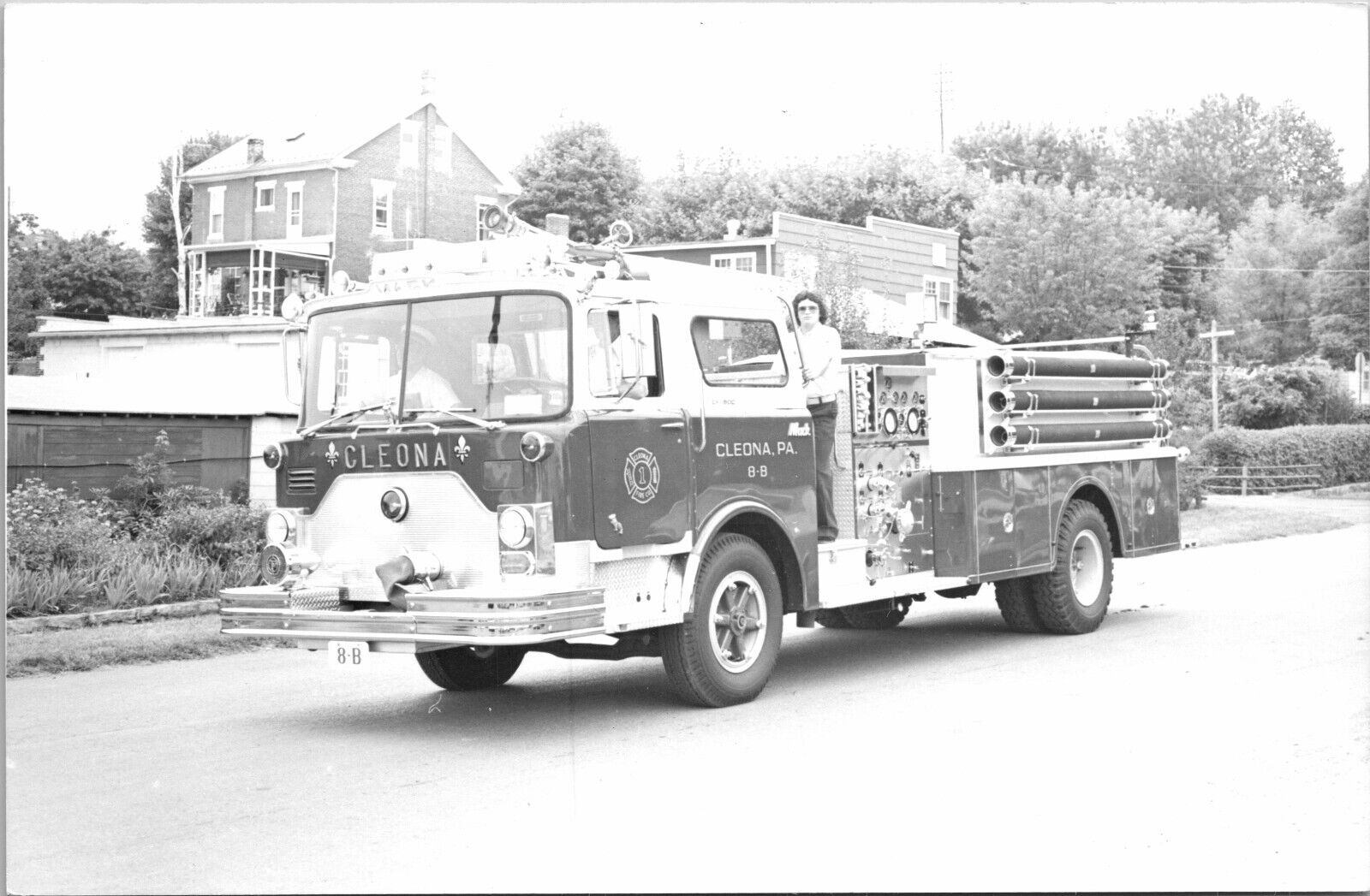 Vtg Fire Truck Cleona Pennsylvania Fire Company Department RPPC Postcard