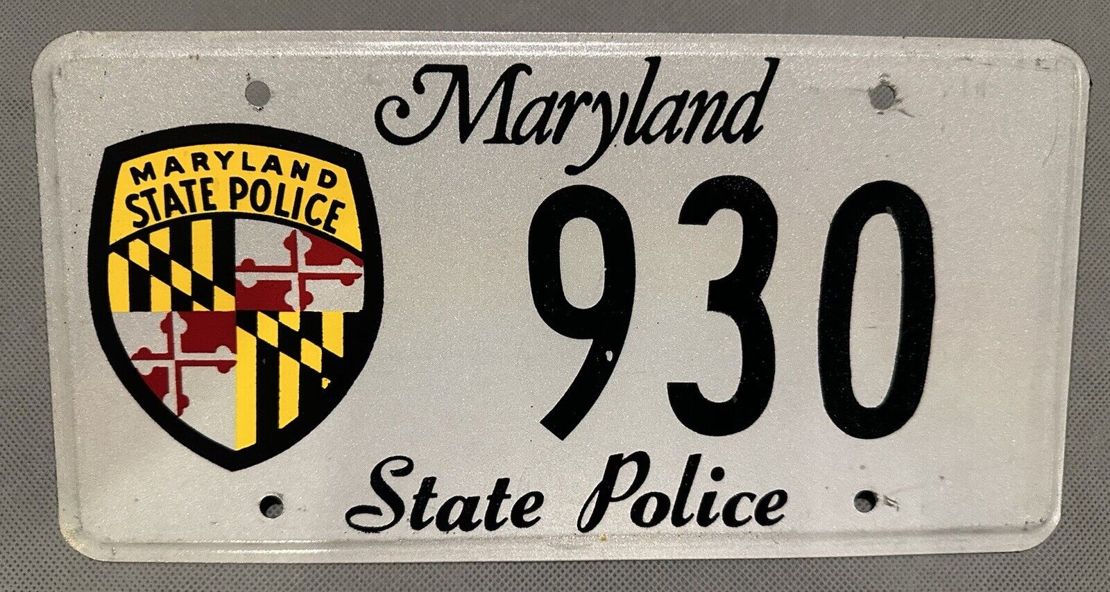 Maryland State Police Trooper License Plate Issued 1990-1995 Obsolete
