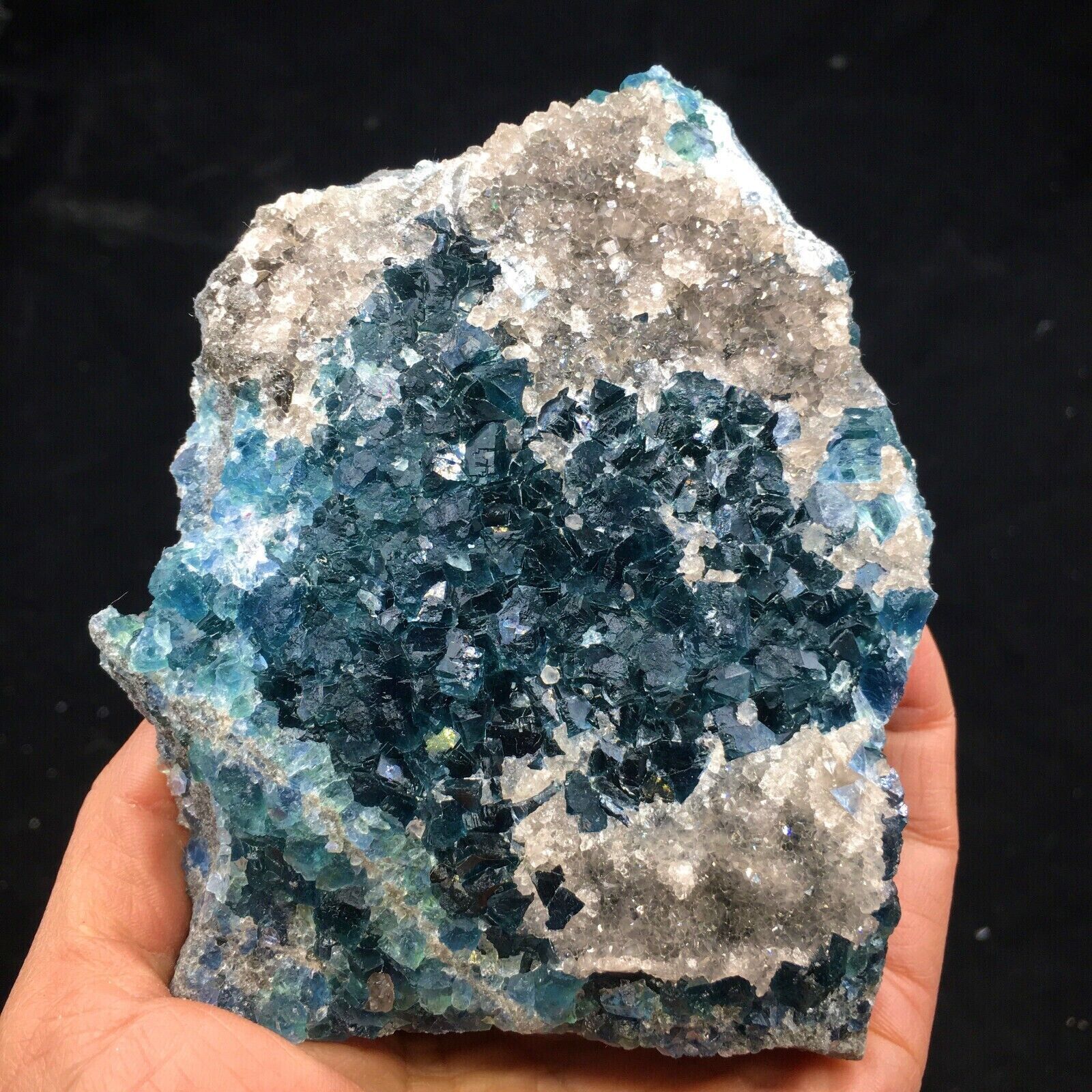 465g Natural Clear Blue Phantom Green Fluorite Crystal Mineral Specimen
