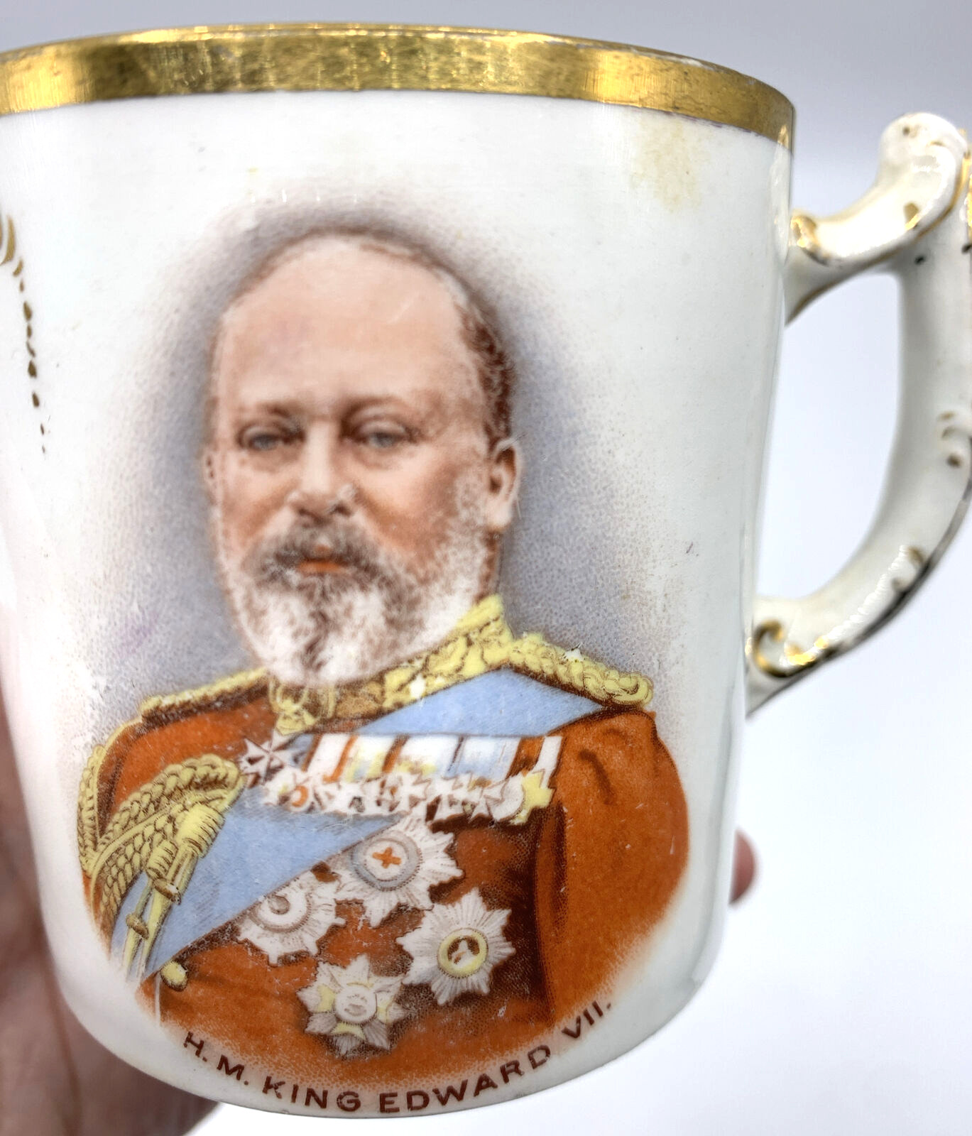 1902 King Edward VII Queen Alexandria Coronation Mug Cup Antique