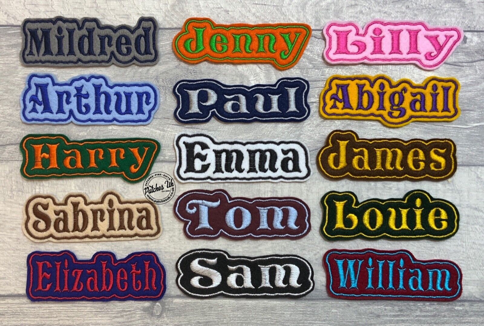 PERSONALISED NAME EMBROIDERED FELT PATCH BADGE SEW ON IRON ON KIDS FASHION 