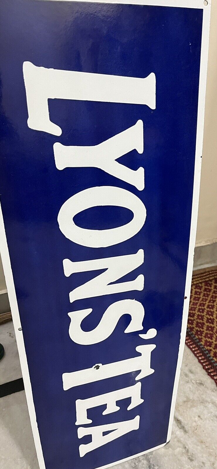 VINTAGE LYONS TEA GRAPHIC PORCELAIN SIGN BOARD GENUINE 36 INCHES BY 12