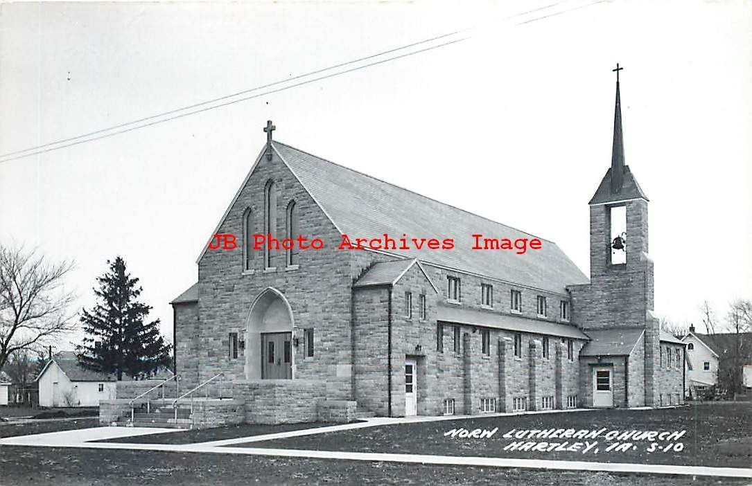 3 Postcards, Hartley, Iowa, RPPC, Lutheran-Methodist-Trinity Church Buildings