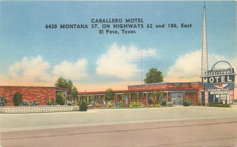 1940s Caballero Motel roadside EL PASO TEXAS Nationwide Postcard 2929