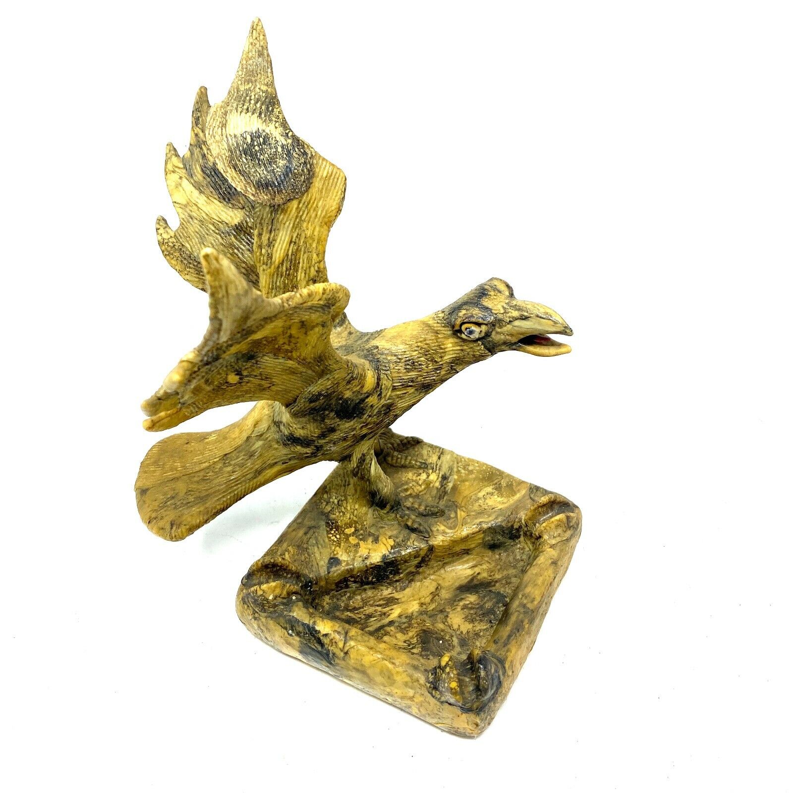 Vintage Bird of Prey Figurine, Sculpture w/ Ashtray Stand Decorative Collectible