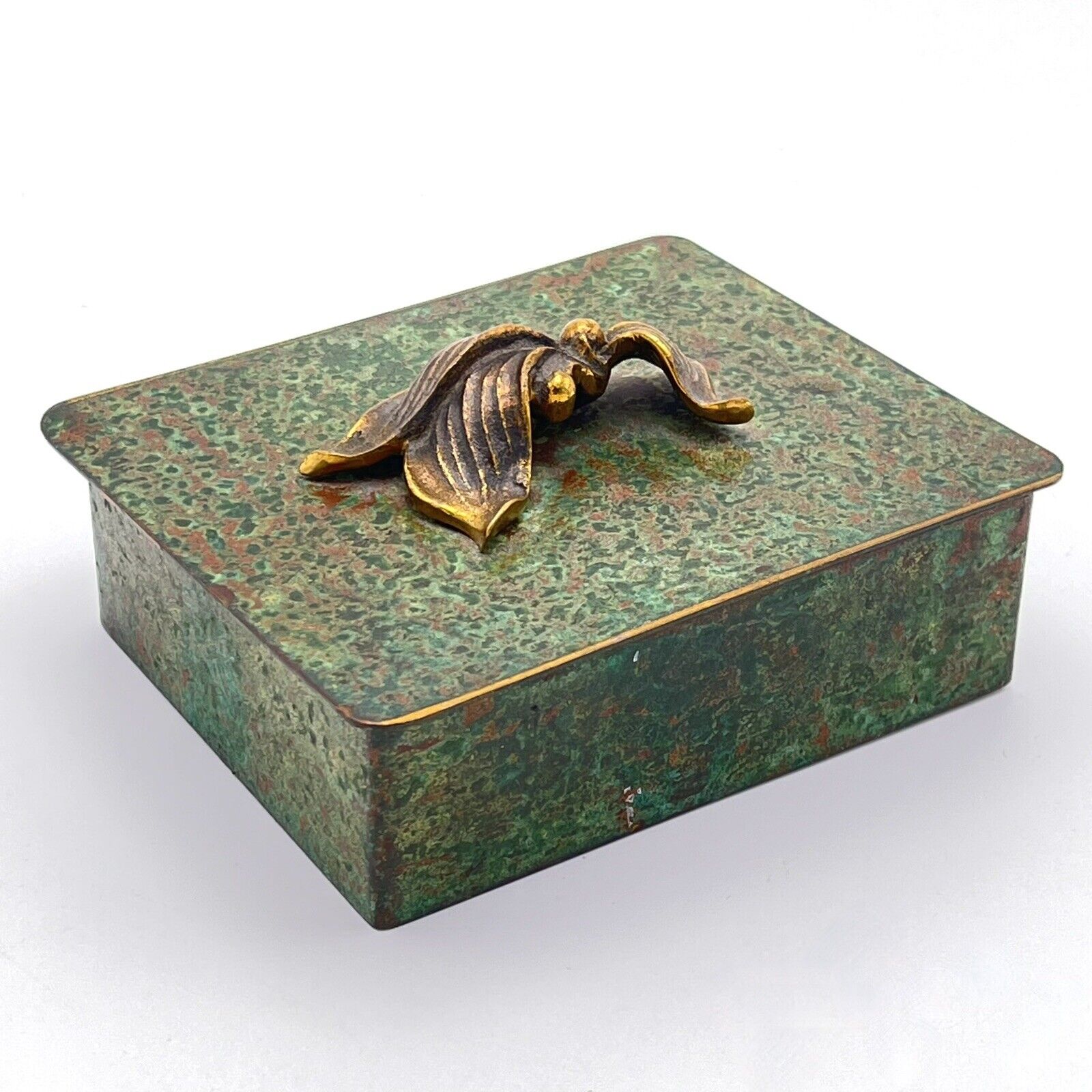 CARL SORENSEN 1930s Art Deco Modernist Bronze Verdigris trinket box signed