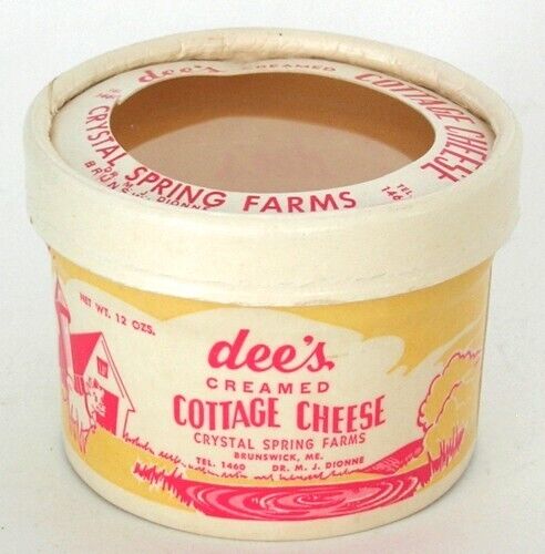 Cottage Cheese Container 1930s Antique Original Dee\'s Creamed Set of 8 NOS Old