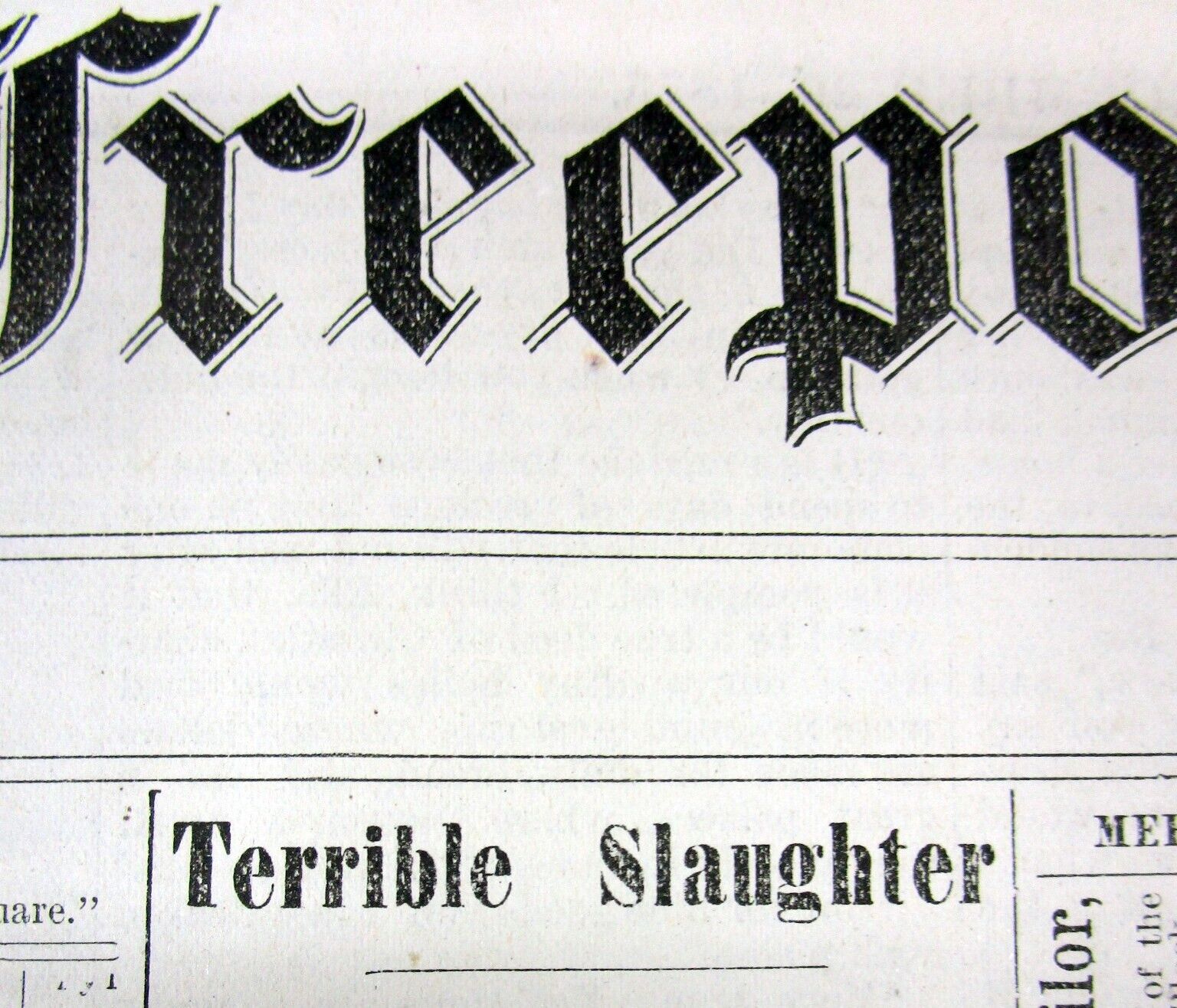 1876 newspaper w headline onTHE CUSTER MASSACRE at LITTLE BIG HORN used as an AD