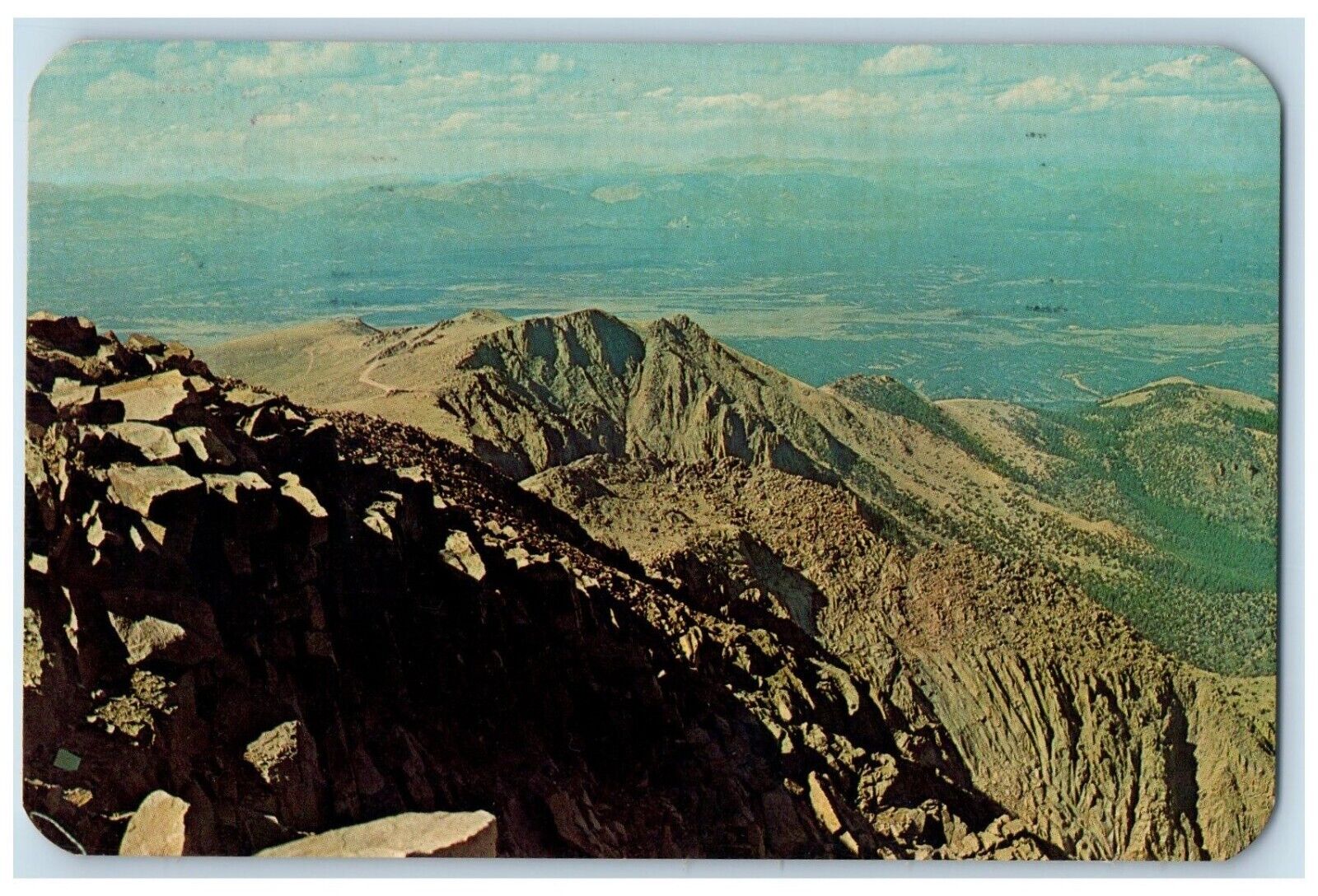 1965 Looking Back On The Pikes Peak Highway Colorado Spring CO Vintage Postcard