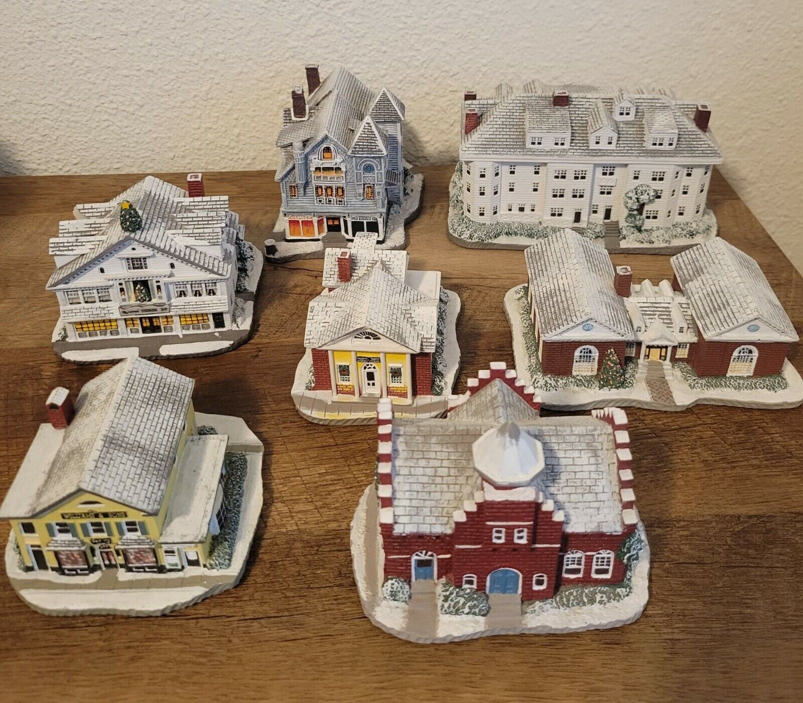 COMPLETE VINTAGE LOT OF 7 NORMAN ROCKWELL\'S MAIN STREET BUILDINGS MIB