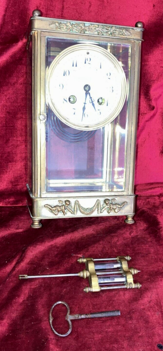 Good Antique French Brass Four Glass Clock