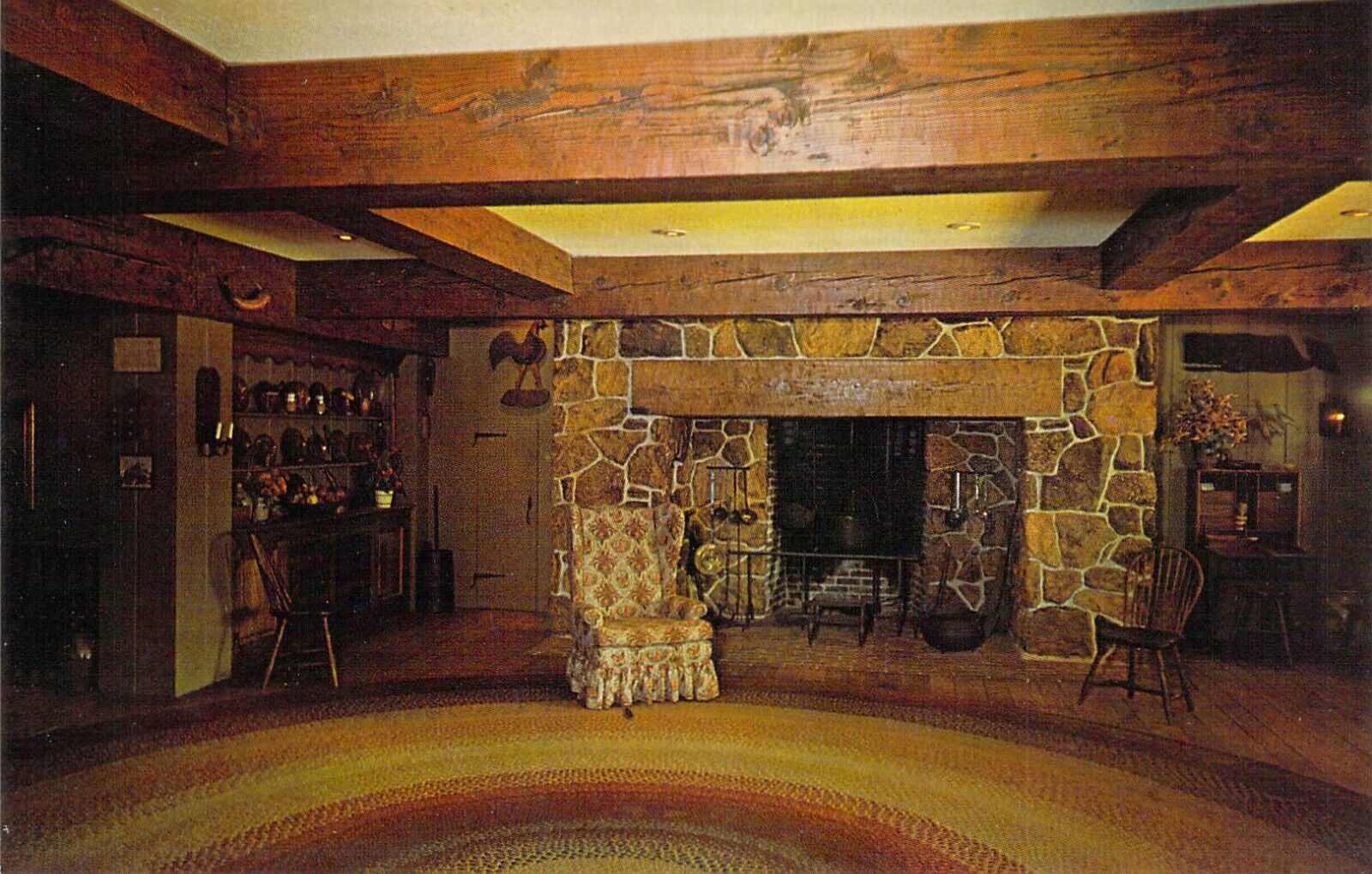 1964 NJ Absecon Historic Smithville Inn - Reception Room Fireplace postcard A80