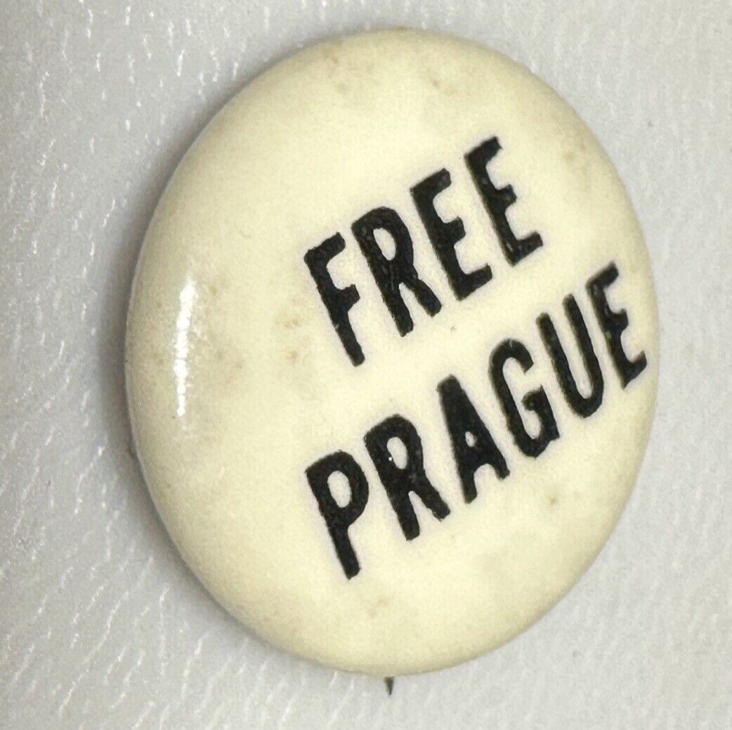 c1968 Prague Uprising Spring Protest Czech Human Rights Cause Pin Pinback Button