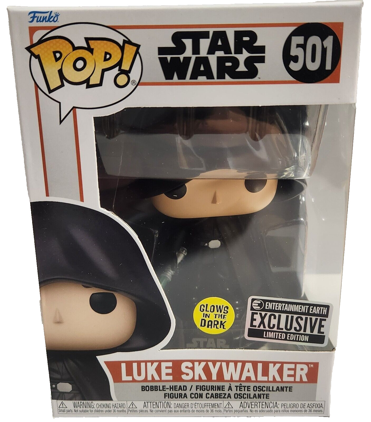 Funko POP Luke Skywalker [GITD] Star Wars #501 [Entertainment Earth]
