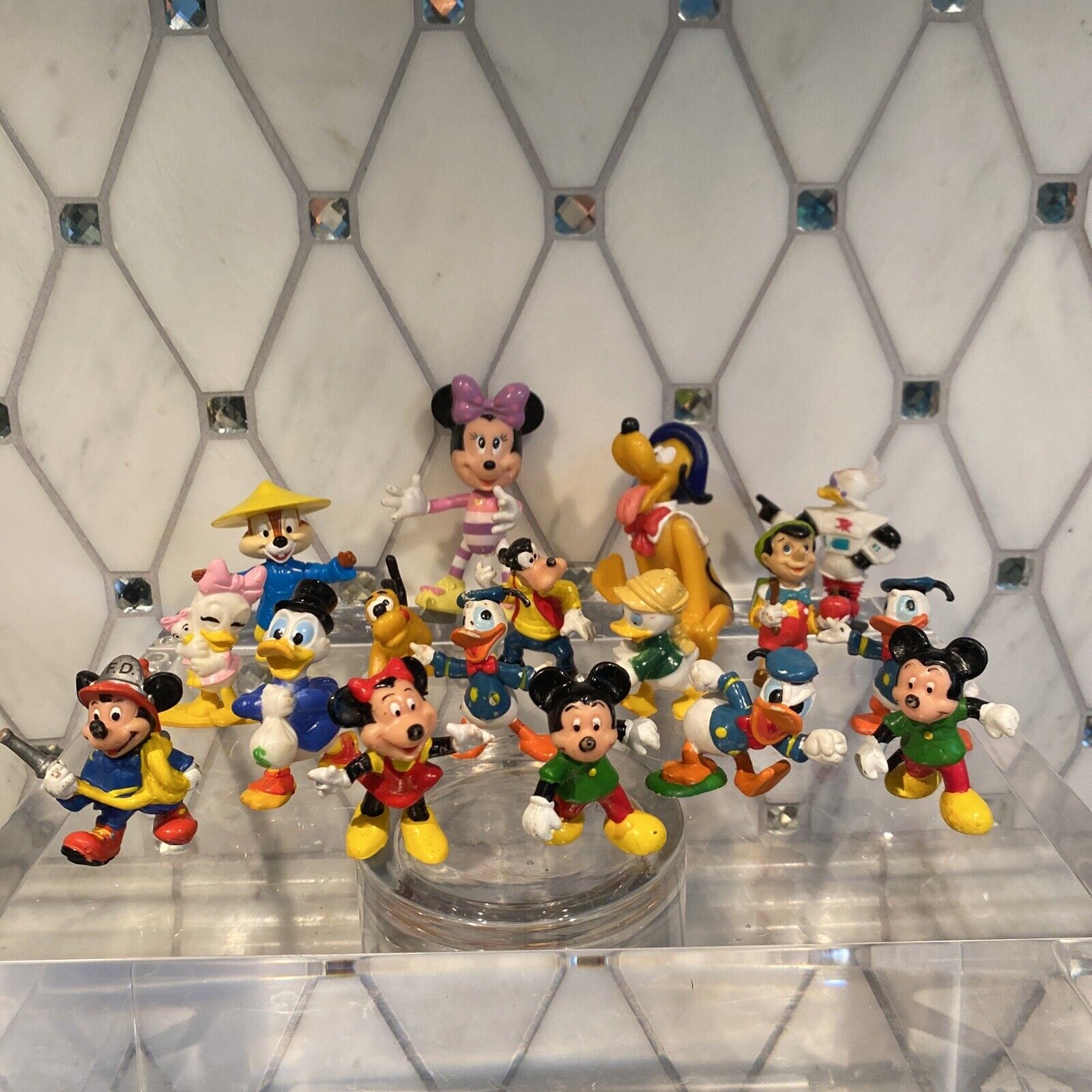 Disney VTG Miniature Figurine Lot Of 17, Mickey, Minnie, Donald Duck++