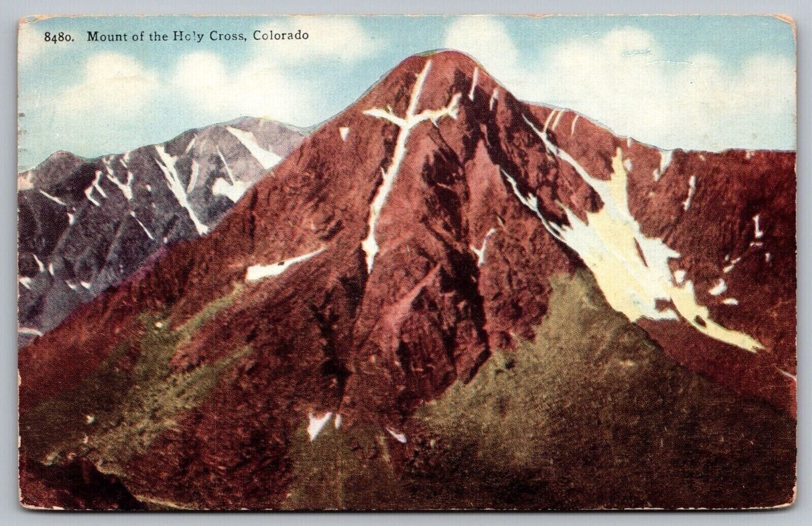 Mount Holy Cross Colorado Birds Eye View Snow Cancel 1920 Antique PM Postcard