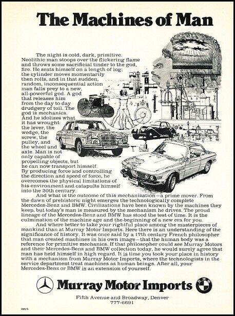 1976 Mercedes BMW Murray Dealership Vintage Advertisement Print Art Car Ad K126