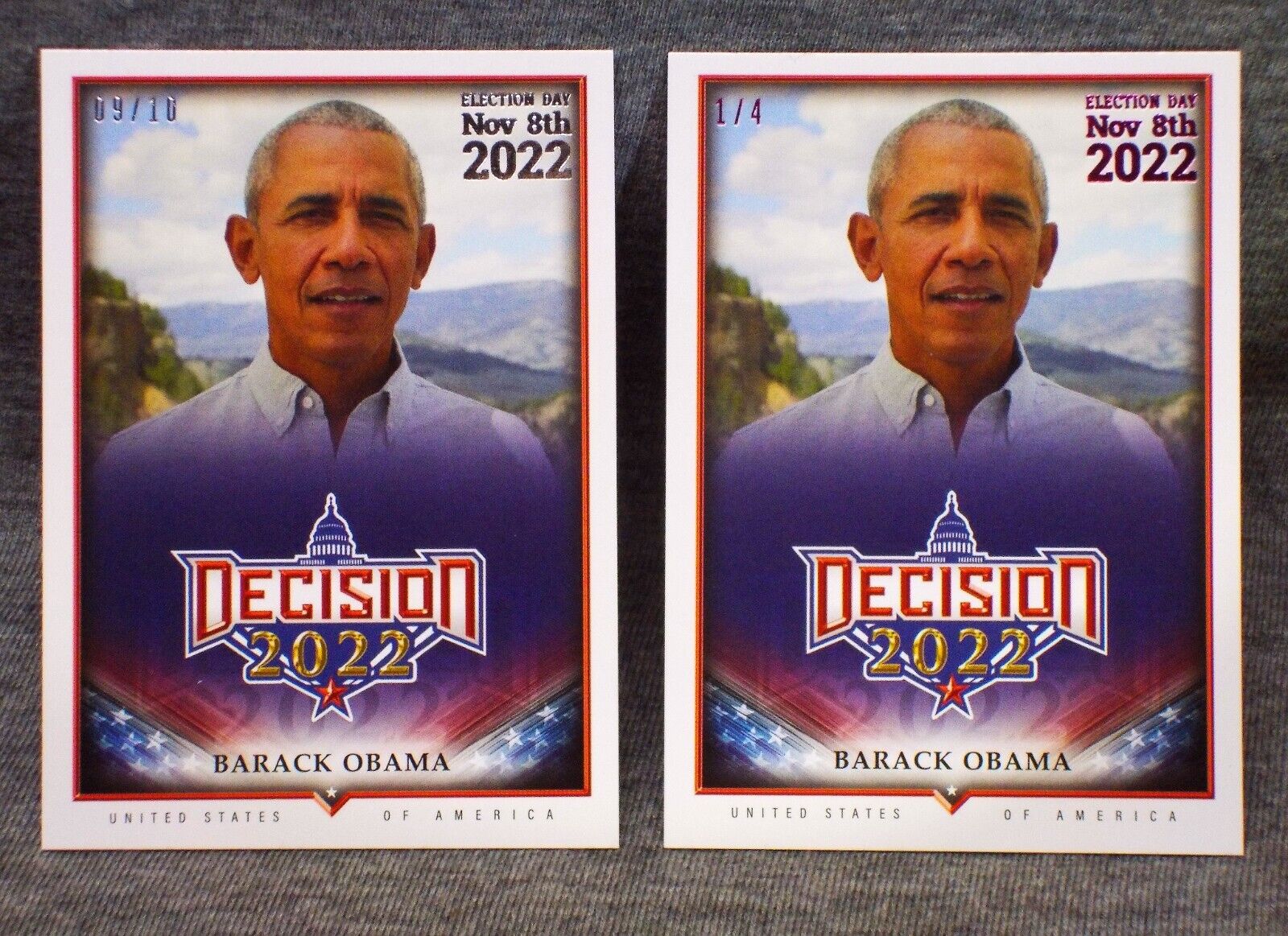2022 Decision Election Day Barack Obama  PURPLISH-PINK # 1 / 4  & SILVER #\'d/ 10