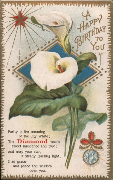 Diamond: A Happy Birthday to You. Antique Postcard Vintage Post Card