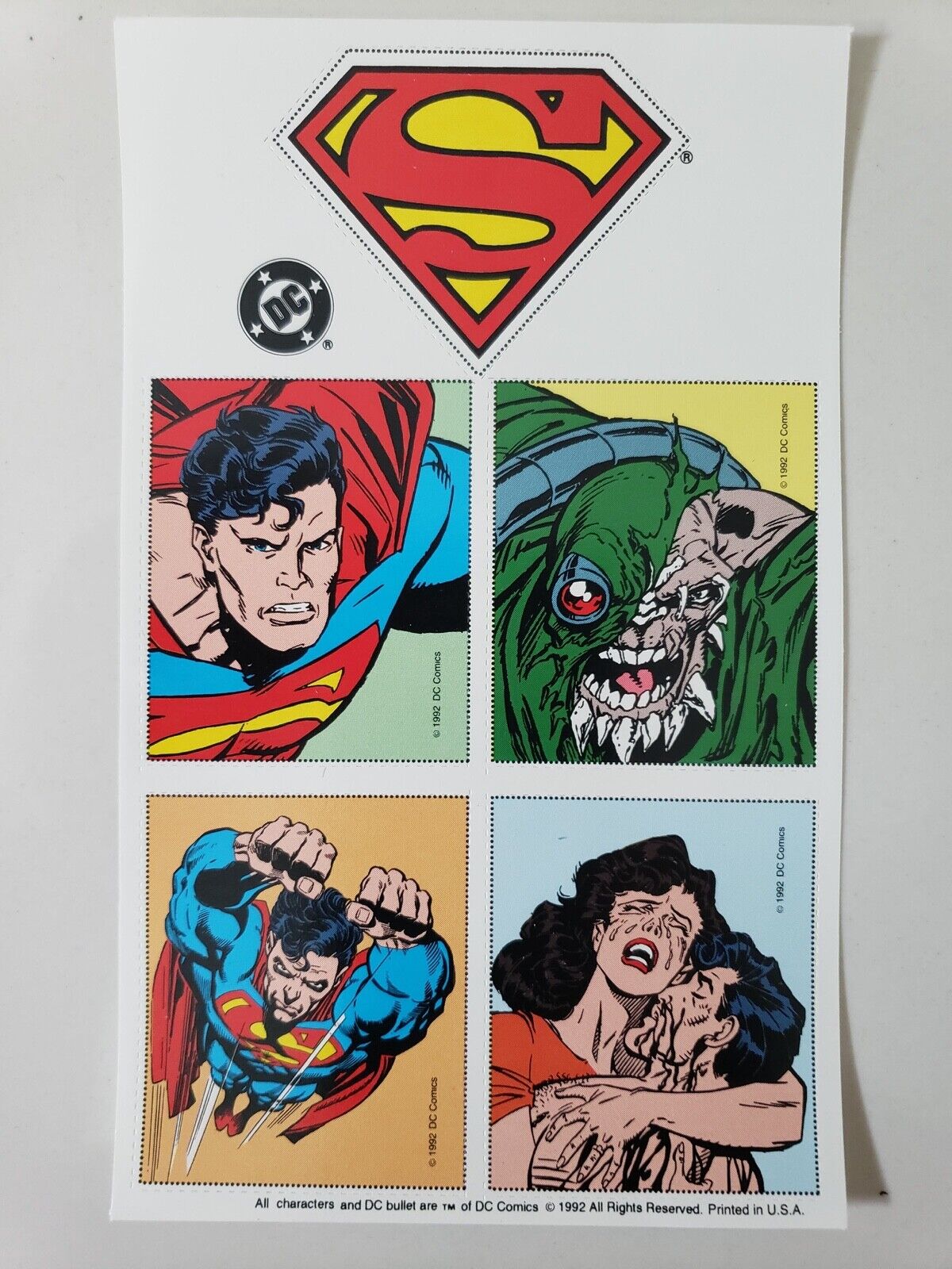 SUPERMAN: THE DEATH OF SUPERMAN Set of 5 STAMPS SPECIAL EDITION 1993 DC NEW