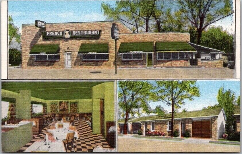 Indianapolis, Indiana Postcard RENE'S FRENCH RESTAURANT Kropp Linen / 1952