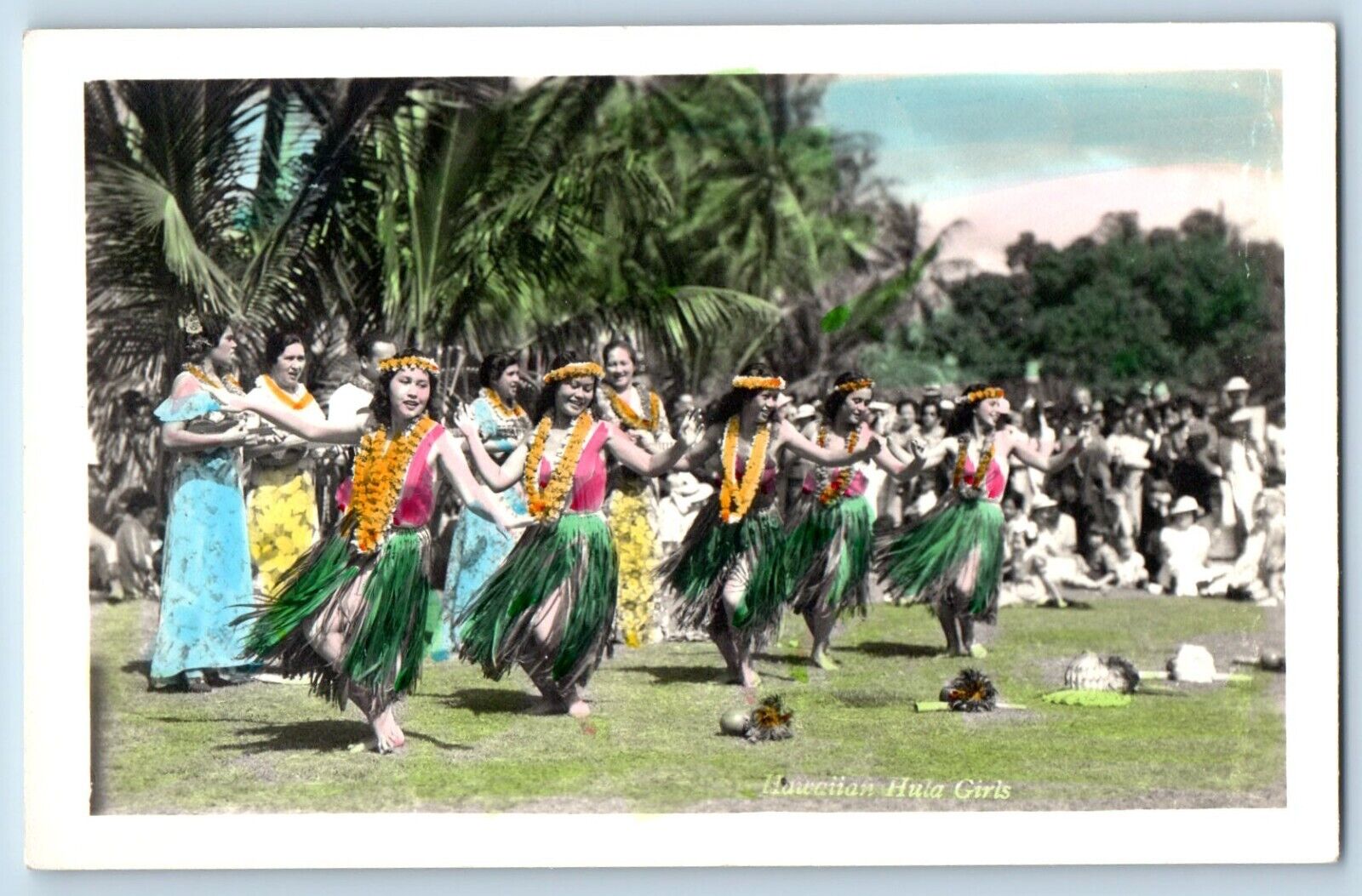 Hawaii HI Postcard RPPC Photo Hawaiian Hula Girls Dancing c1930\'s Vintage